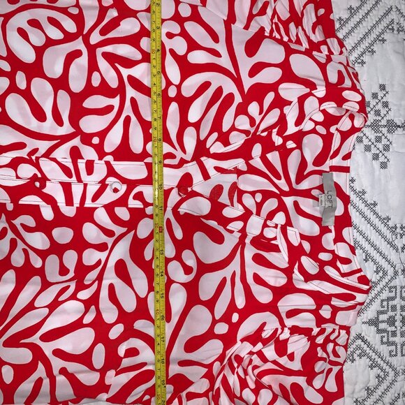 Loft Rio Balloon Sleeve Button Swing Dress V-Neck Womens Size Large - Picture 8 of 11